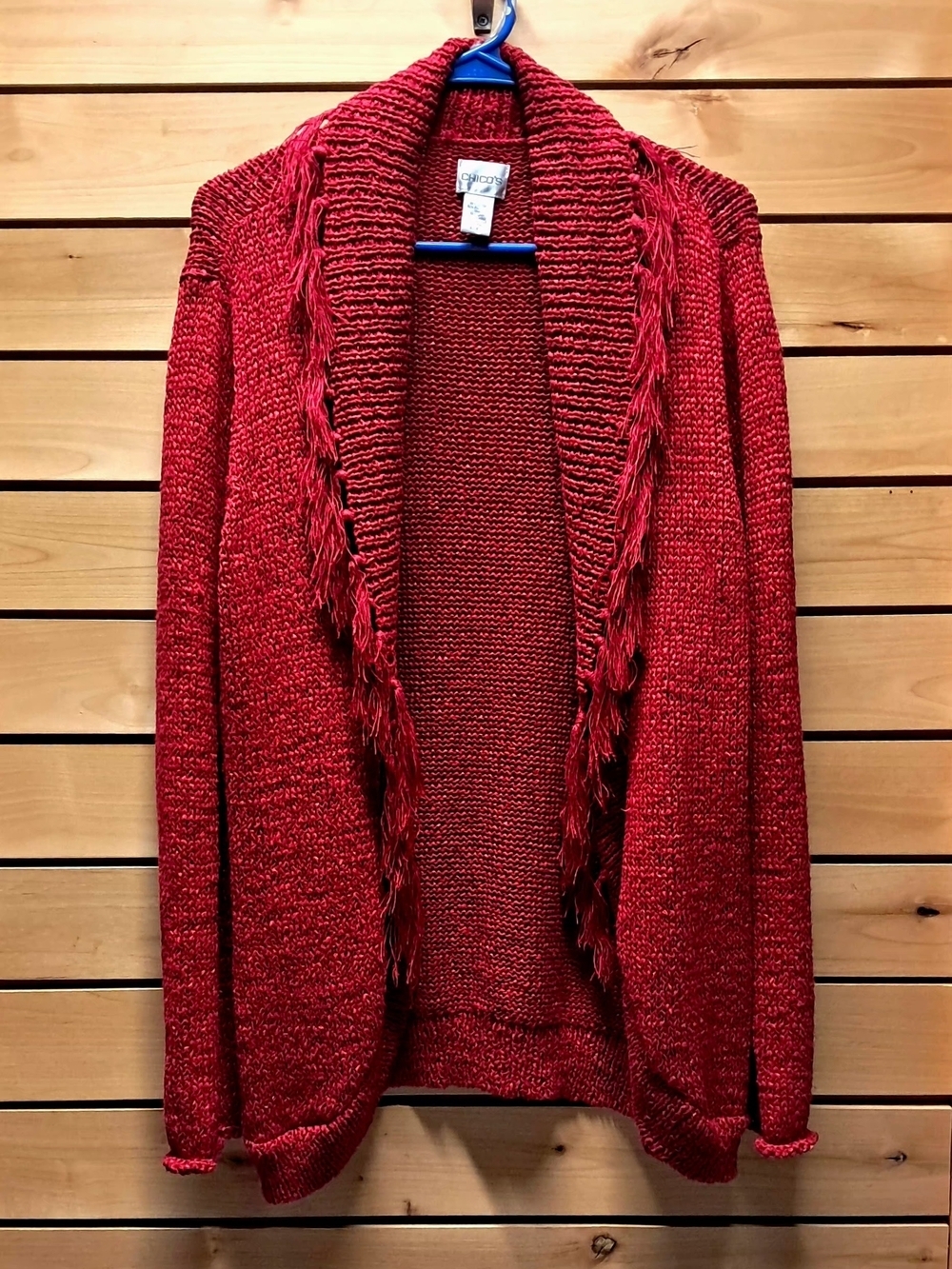 Chico's Open-Front Fringe Cardigan Sweater Size L